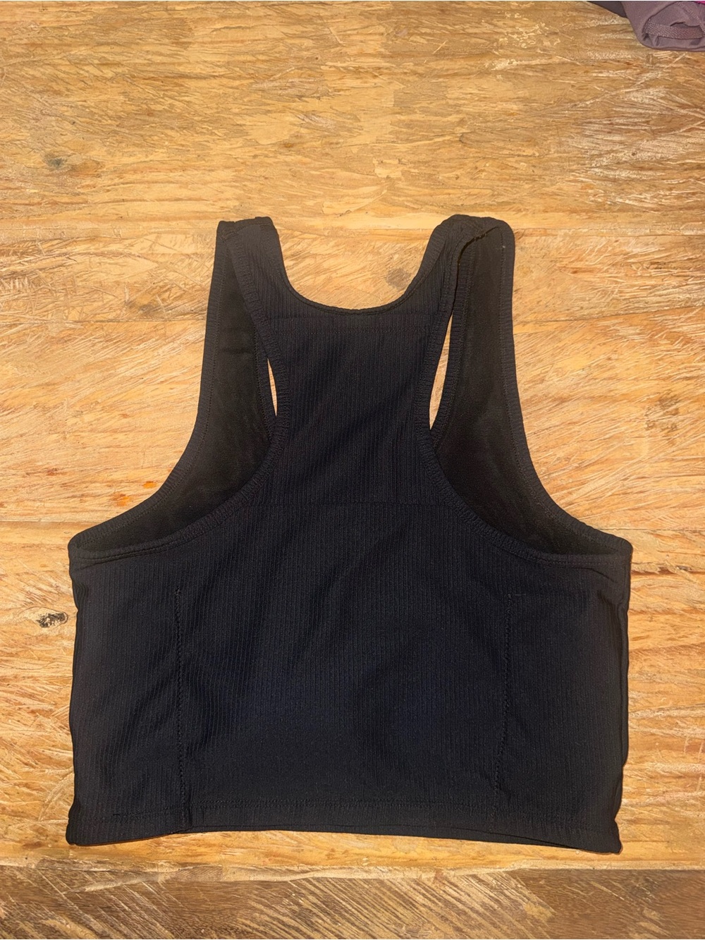 JK Black Ribbed Racerback Crop Tank Top - Picture 2 of 5